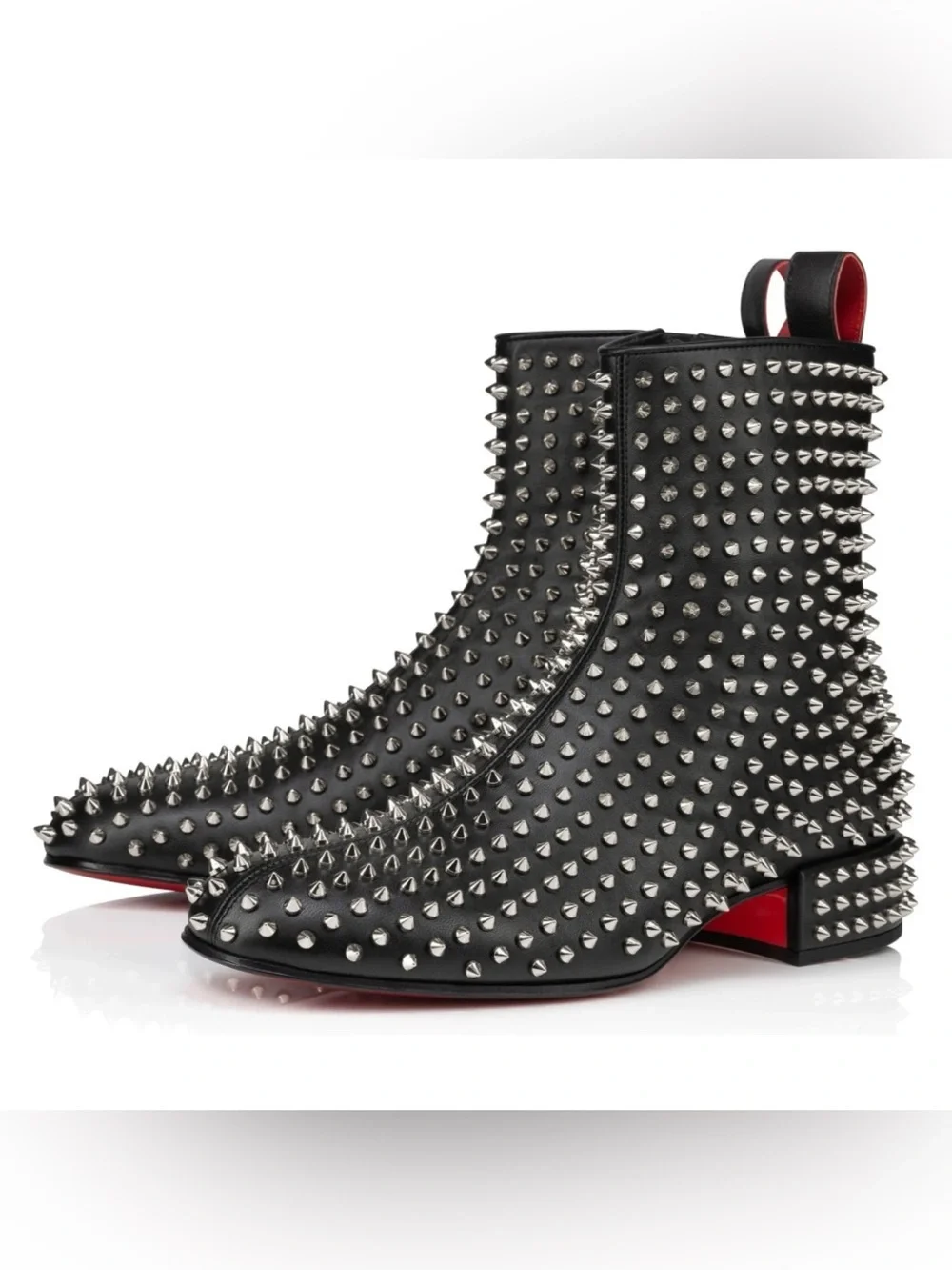 Men's Christian Louboutin SPIKEASY studded leather ankle boots size 42.5